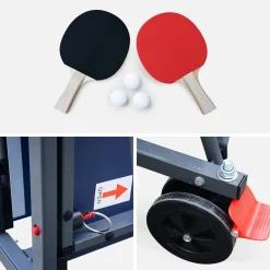 Mesa de ping pong interior com 2 raquetes 3 bolas + capa de proteção, 274cm