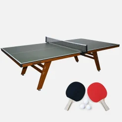 Mesa de ping pong interna deluxe com 2 raquetes e 3 bolas, 273.5cm