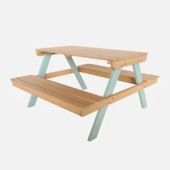 Mesa de piquenique, conjunto de jardim infantil em madeira de acácia, 4 lugares