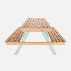Mesa de piquenique, conjunto de jardim infantil em madeira de acácia, 4 lugares