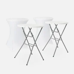 Mesa dobrável para eventos alta com capa de proteção, set de 2
