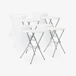 Mesa dobrável para eventos em aço com capa de proteção, set de 4