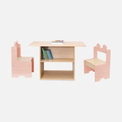 Mesa para crianças + 2 cadeiras, com prateleiras