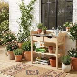 Mesa para vasos com 2 gavetas