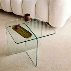 Mesa quadrada em cristal temperado