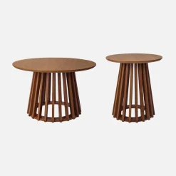 Mesa redondas em efeito madeira, set de 2