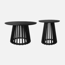 Mesa redondas em efeito madeira, set de 2