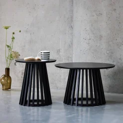 Mesa redondas em efeito madeira, set de 2