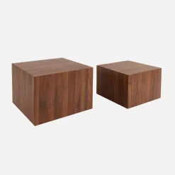 Mesas de centro quadrada com efeito cinza, set de 2