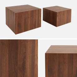 Mesas de centro quadrada com efeito cinza, set de 2