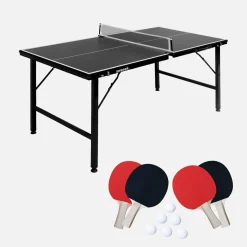 Mini mesa de ping pong dobrável com 4 raquetes e 6 bolas