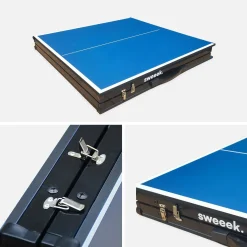 Mini mesa de ping pong dobrável com 4 raquetes e 6 bolas