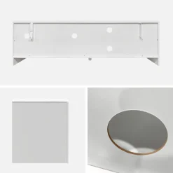 Móveis de TV orgânico com efeito de madeira branca, 160cm