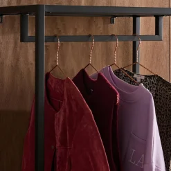 Móvel de entrada, cabideiro de metal com guarda-roupa e 2 gavetas