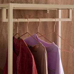 Móvel de entrada, cabideiro de metal com guarda-roupa e 2 gavetas