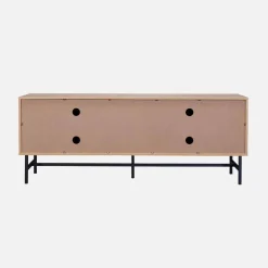 Móvel de TV com efeito de madeira ranhurada, 160cm