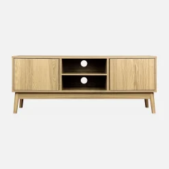 Móvel de TV com efeito madeira de 2 portas, 120cm