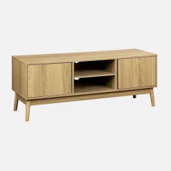 Móvel de TV com efeito madeira de 2 portas, 120cm