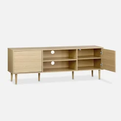 Móvel de TV com efeito madeira e 2 portas, 160cm