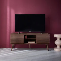 Móvel de TV escandinavo efeito madeira de 2 portas