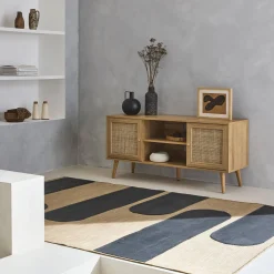 Móvel de TV escandinavo em vime, 120cm
