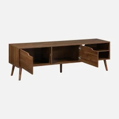 Móvel de TV estilo madeira nogueira de 2 portas, 160cm