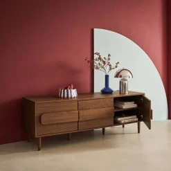 Móvel de TV vintage efeito madeira em 3 portas, 150cm