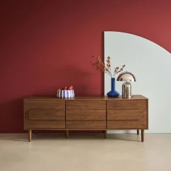 Móvel de TV vintage efeito madeira em 3 portas, 150cm