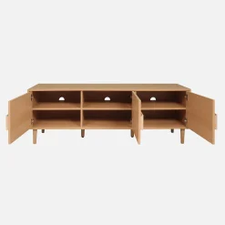 Móvel de TV vintage efeito madeira em 3 portas, 150cm