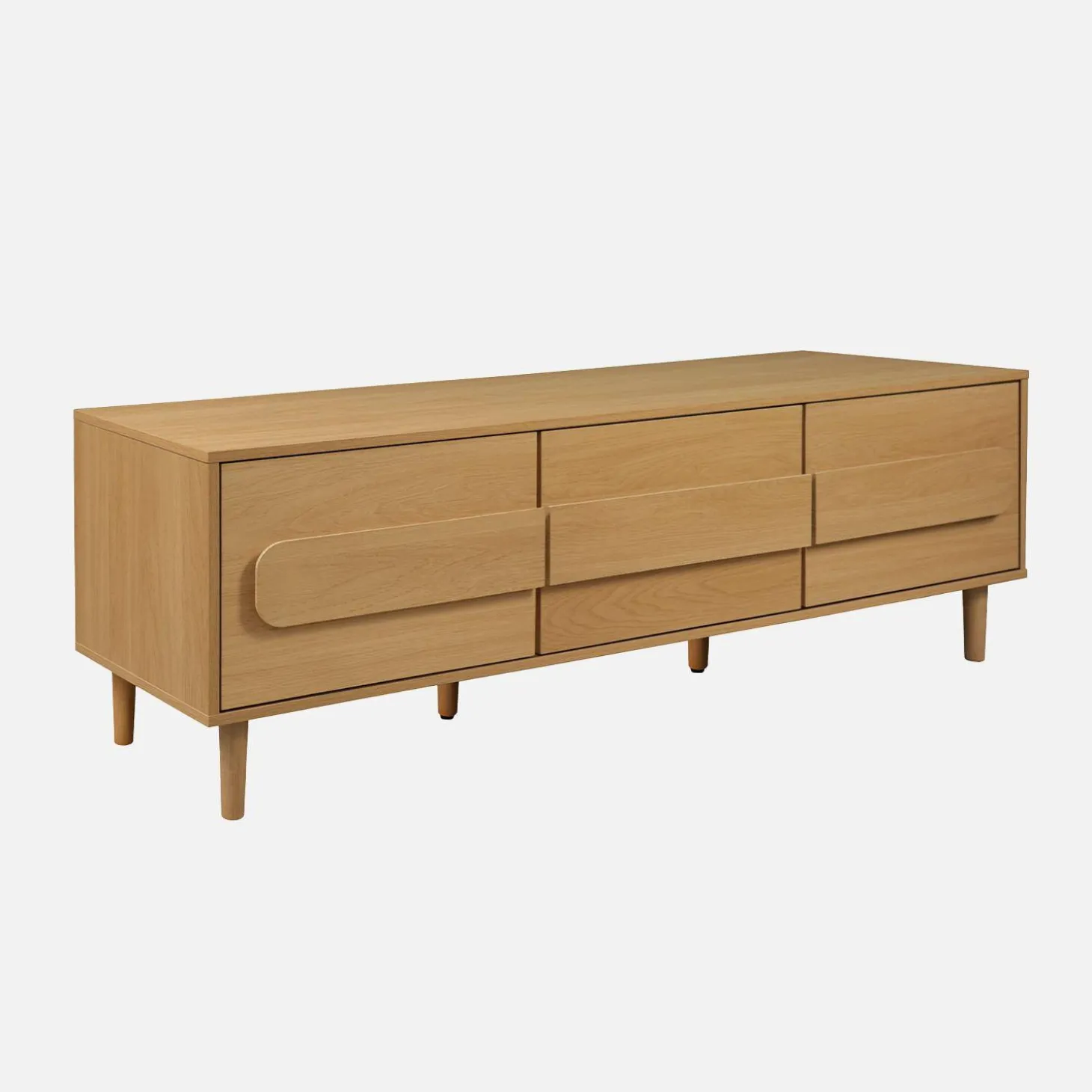 Móvel de TV vintage efeito madeira em 3 portas, 150cm