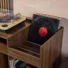 Móvel para vinil vintage com efeito madeira e divisórias