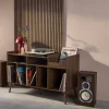 Móvel para vinil XL vintage efeito madeira escura, 130cm