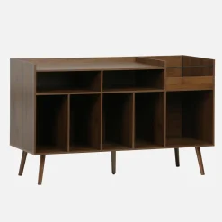Móvel para vinil XL vintage efeito madeira escura, 130cm