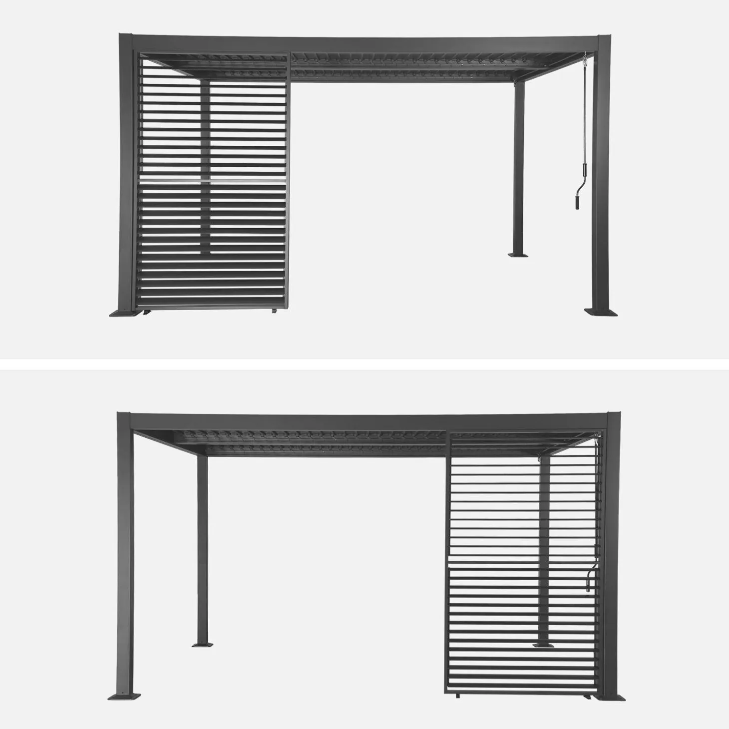 Persiana com lâminas ajustáveis 1.3m para pérgola bioclimática de alumínio