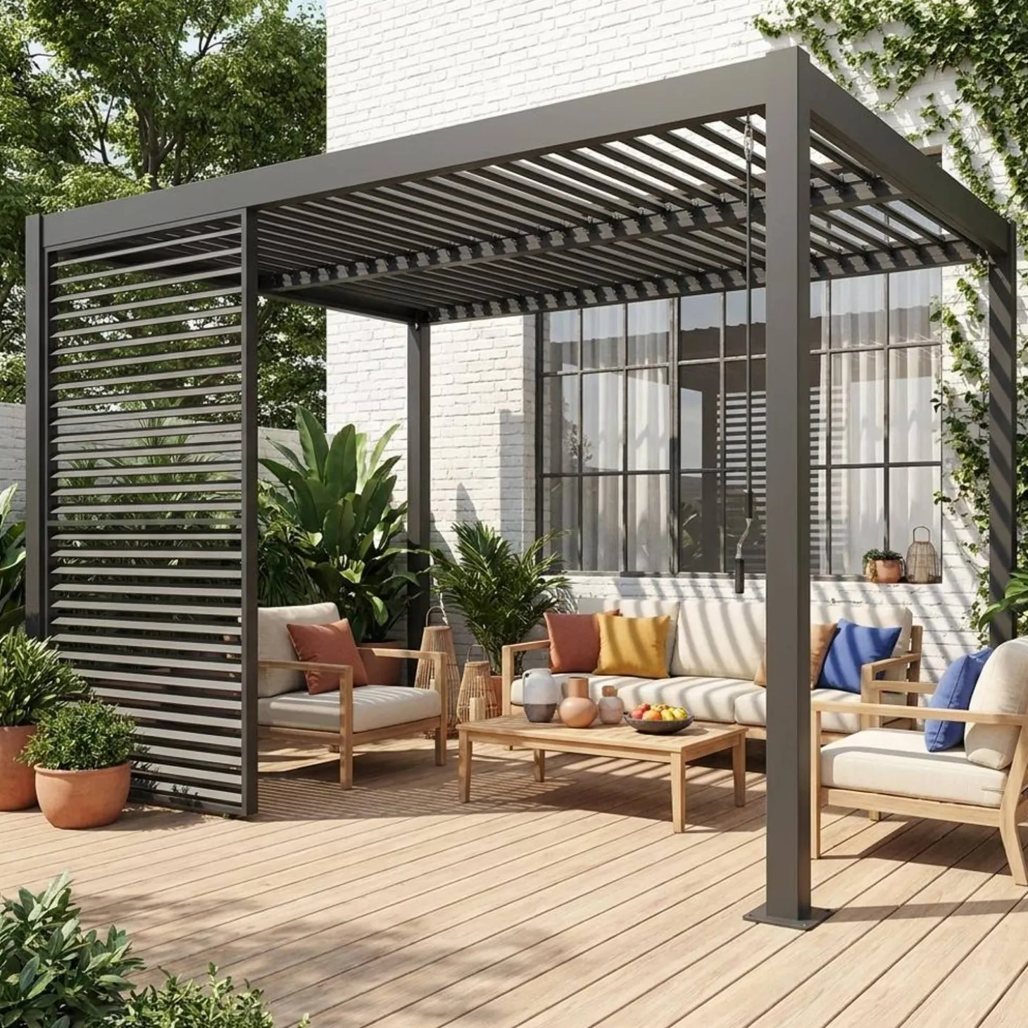 Persiana com lâminas ajustáveis 1.3m para pérgola bioclimática de alumínio