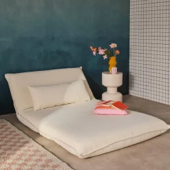 Poltrona cama em tecido bouclé, 2 lugares