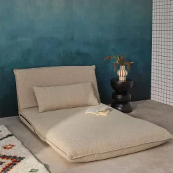 Poltrona cama em tecido bouclé, 2 lugares