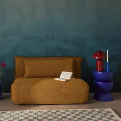 Poltrona cama em tecido bouclé, 2 lugares