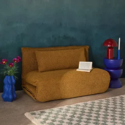 Poltrona cama em tecido bouclé, 2 lugares