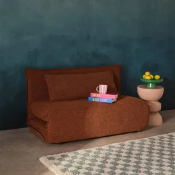 Poltrona cama em tecido bouclé, 2 lugares
