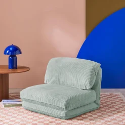 Poltrona cama em veludo canelado grosso