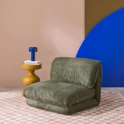 Poltrona cama em veludo canelado grosso