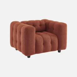 Poltrona em tecido boucle texturado, 1 lugar