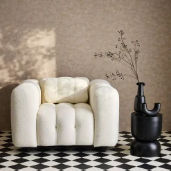 Poltrona em tecido boucle texturado, 1 lugar