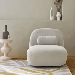 Poltrona giratório 360º em tecido boucle texturado