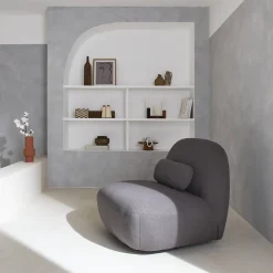 Poltrona giratório 360º em tecido boucle texturado
