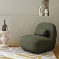Poltrona giratório 360º em tecido boucle texturado