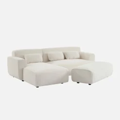 Pouf, apoio para os pés para sofá de canto boucle de 2 lugares
