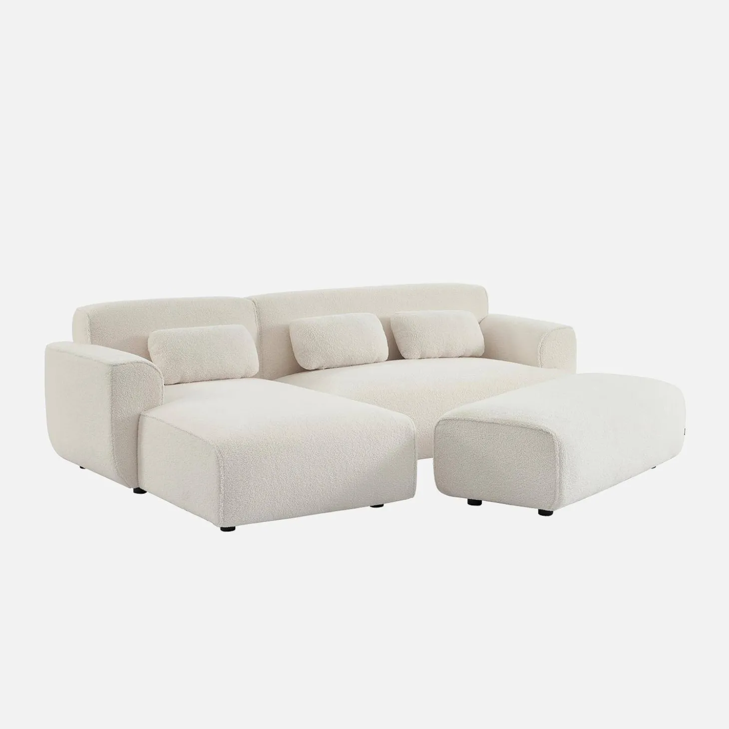 Pouf, apoio para os pés para sofá de canto boucle de 2 lugares