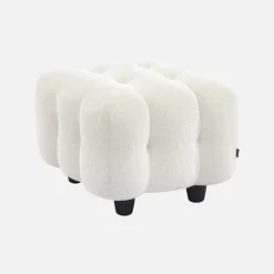 Pouf, banquinho boucle texturada para sofá 2 lugares